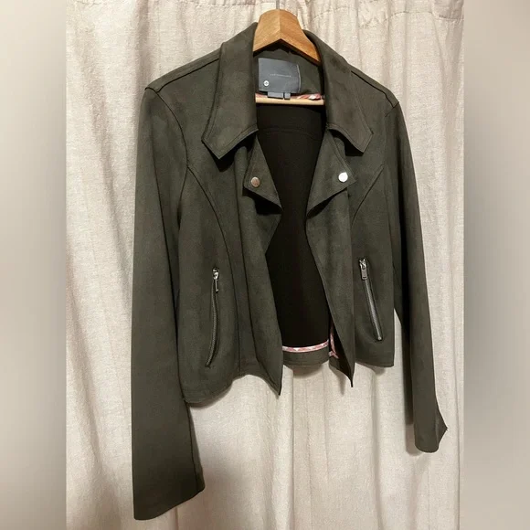 Anthropologie Sueded Moto Jacket L - Picture 4 of 12
